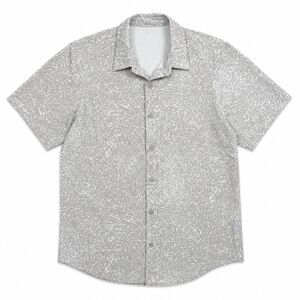 Lululemon Airing Easy II Shirt Mens Small White Green Resort Coastal Camp Collar